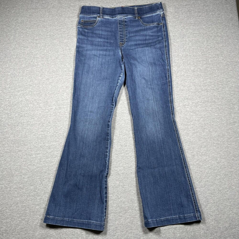 Spanx Jeans Womens 33x32 XL Blue Flared Mid Rise Stretch Shaping Denim